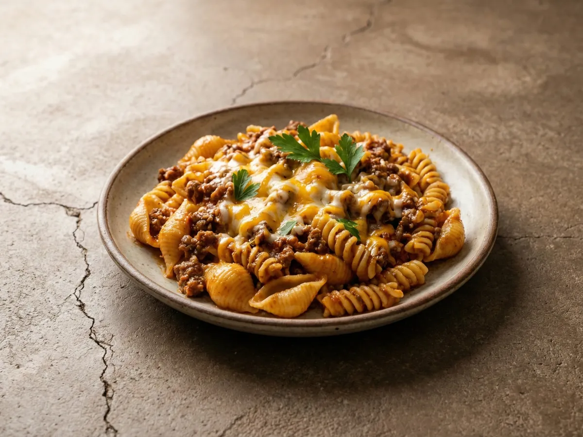 Cheesy Ground Beef Pasta