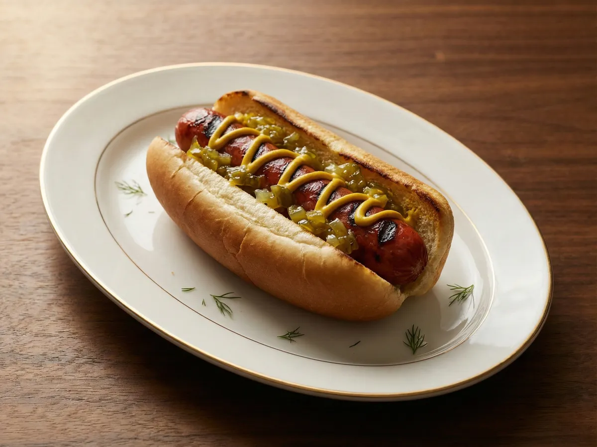 Hot Dog with Mustard and Relish