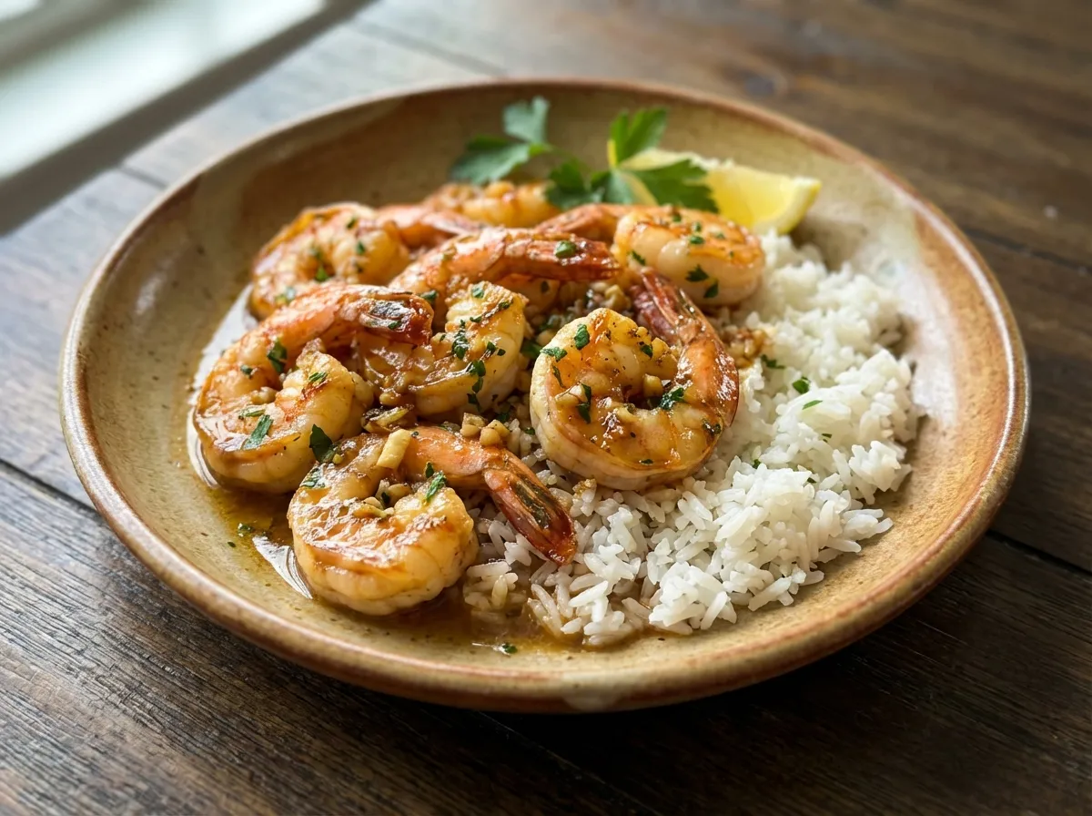 Garlic Prawns With Rice