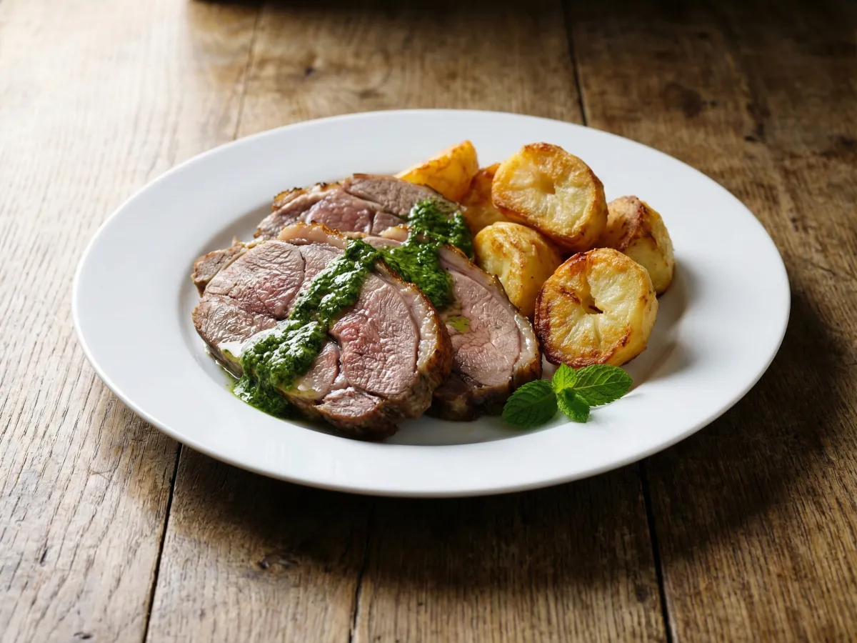 Roast Lamb With Mint Sauce
