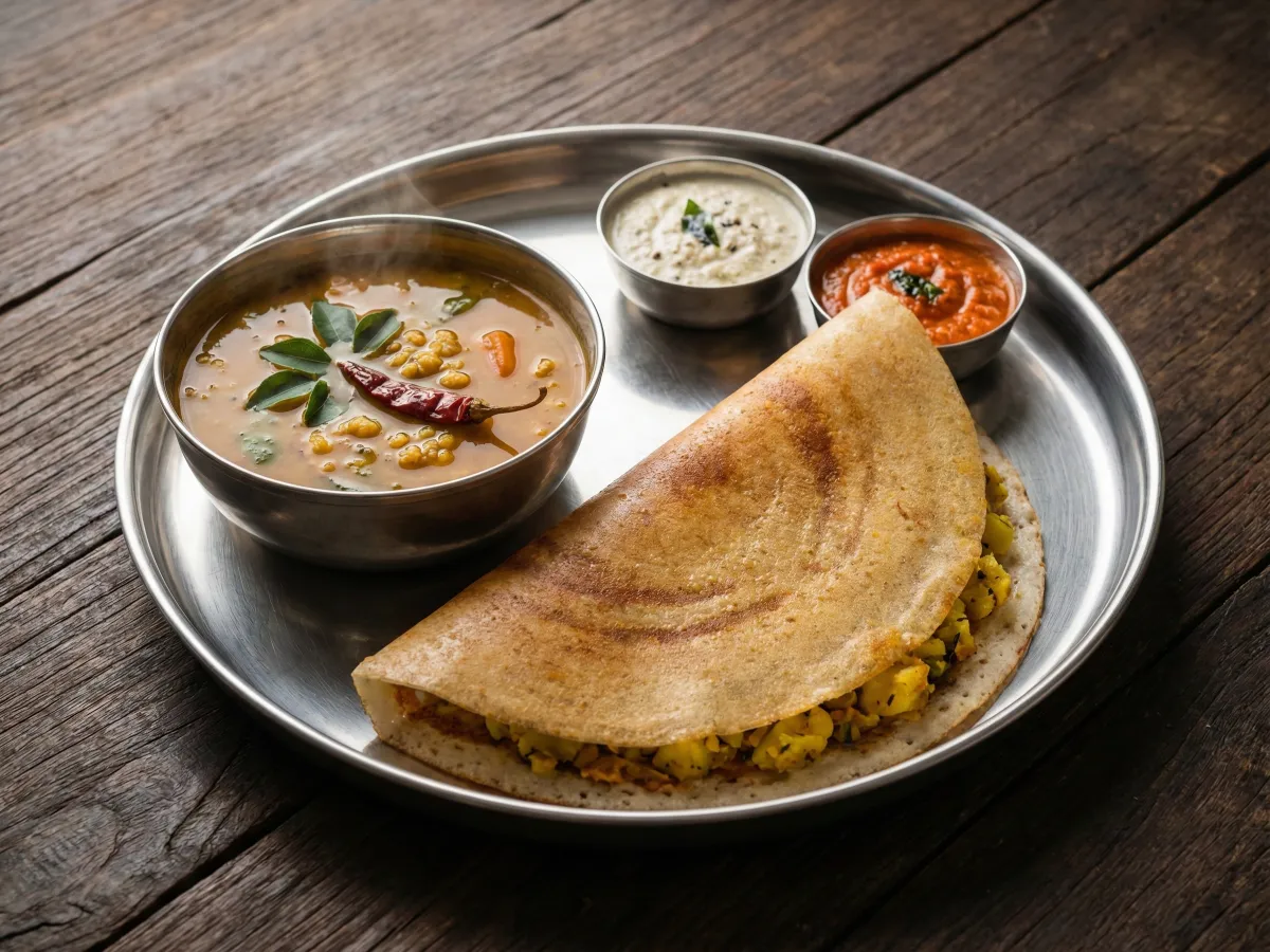 Masala Dosa With Sambar