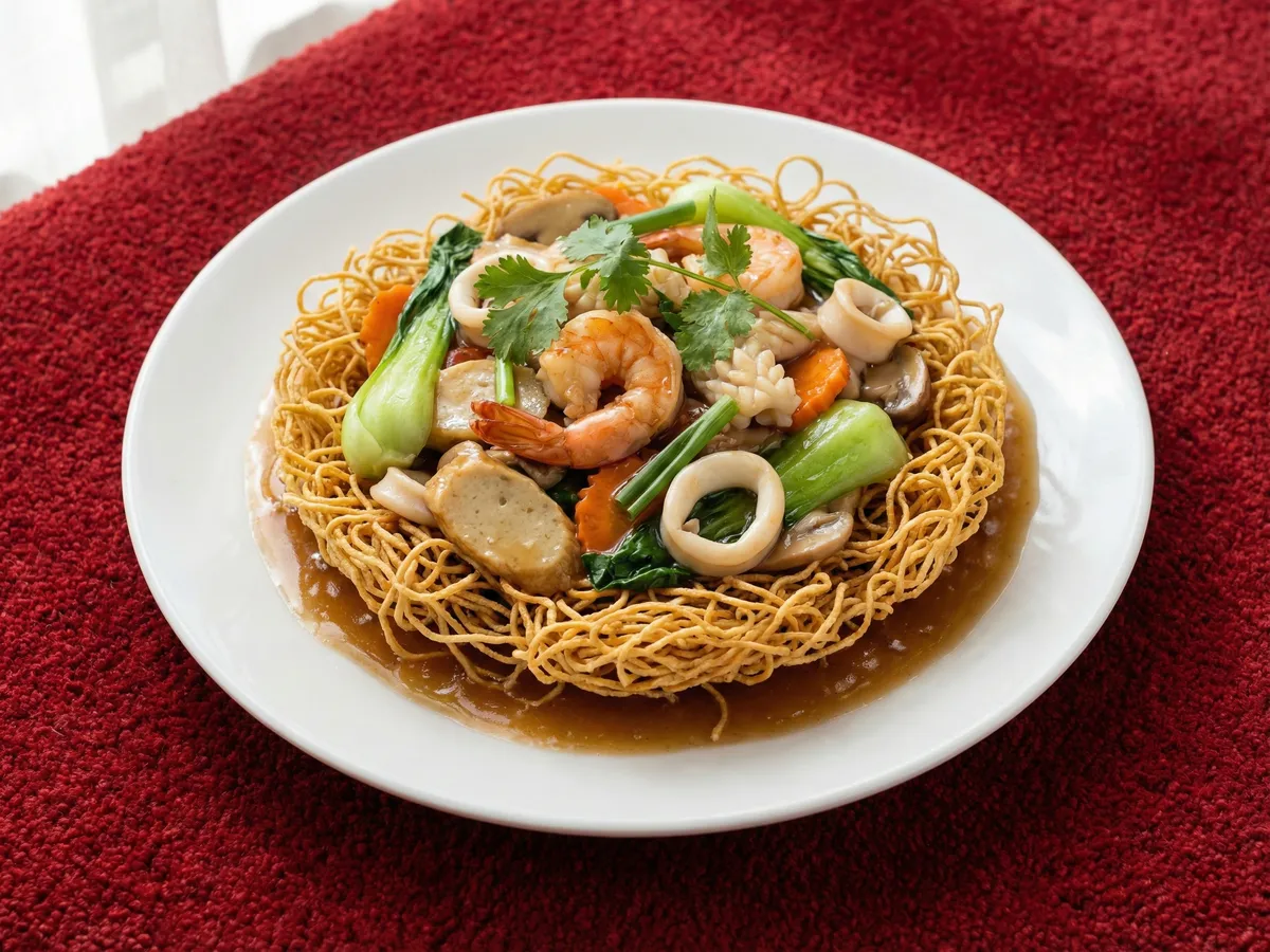 Mi Xao Gion (Crispy Egg Noodles with Stir-fry)